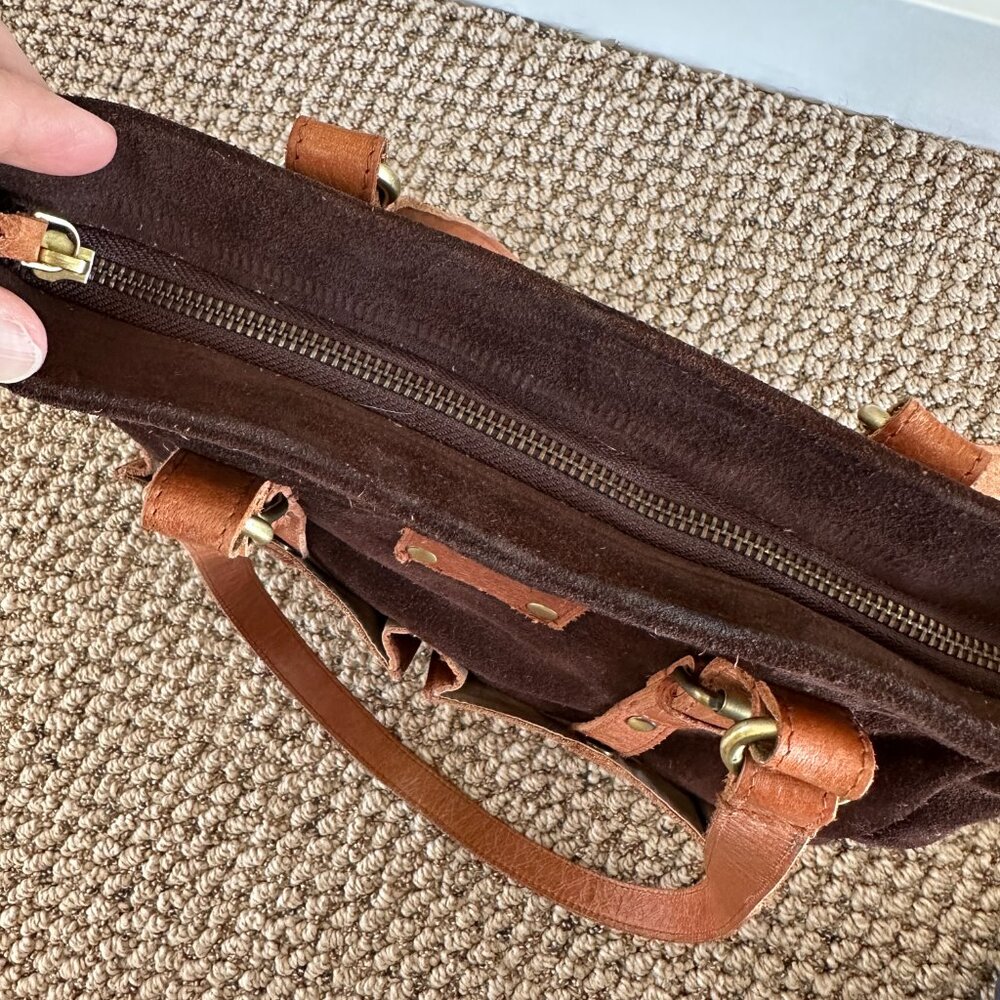 Anabaglish Eleanor Soft Chocolate Brown Suede Tote Handbag - Picture 13 of 15